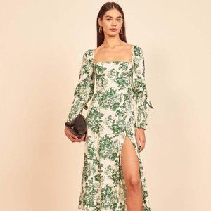 Reformation Aubrey Floral Midi Dress in Fortune